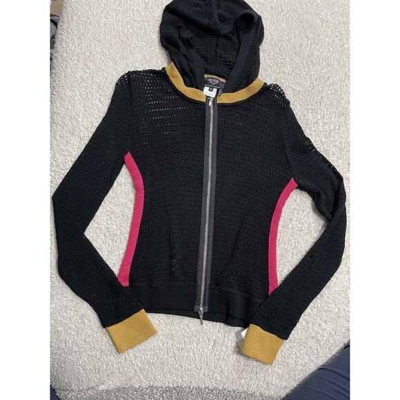 NWT Angel Apparel Womens Sz XS Tri color detachable Hoodie Zip Up Y2K MSRP $190 - Picture 7 of 8
